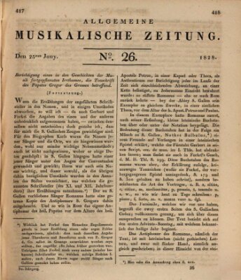 Allgemeine musikalische Zeitung Mittwoch 25. Juni 1828