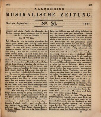 Allgemeine musikalische Zeitung Mittwoch 3. September 1828