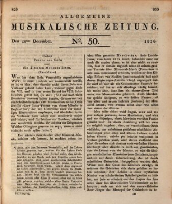 Allgemeine musikalische Zeitung Mittwoch 10. Dezember 1828