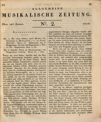 Allgemeine musikalische Zeitung Mittwoch 14. Januar 1829