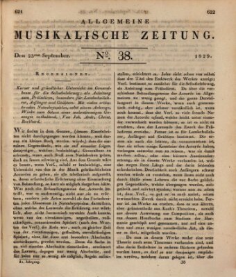 Allgemeine musikalische Zeitung Mittwoch 23. September 1829