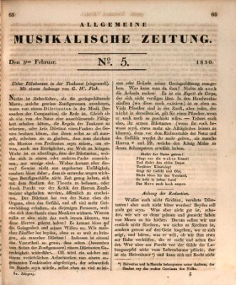 Allgemeine musikalische Zeitung Mittwoch 3. Februar 1830