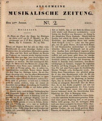 Allgemeine musikalische Zeitung Mittwoch 12. Januar 1831