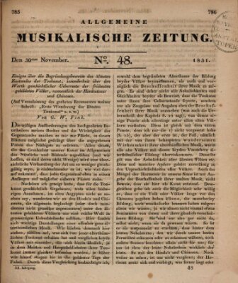 Allgemeine musikalische Zeitung Mittwoch 30. November 1831