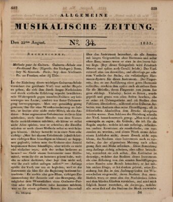 Allgemeine musikalische Zeitung Mittwoch 22. August 1832