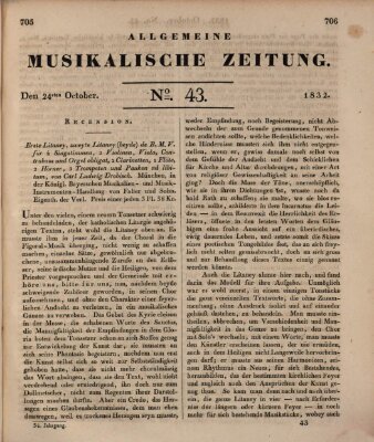 Allgemeine musikalische Zeitung Mittwoch 24. Oktober 1832