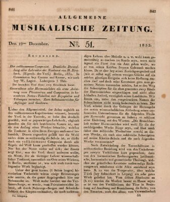 Allgemeine musikalische Zeitung Mittwoch 19. Dezember 1832