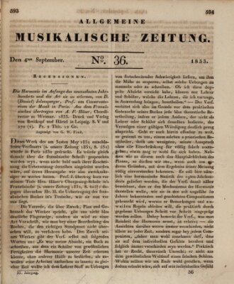 Allgemeine musikalische Zeitung Mittwoch 4. September 1833