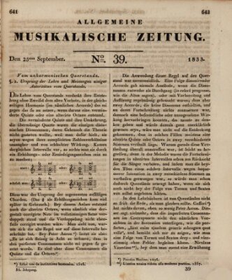 Allgemeine musikalische Zeitung Mittwoch 25. September 1833