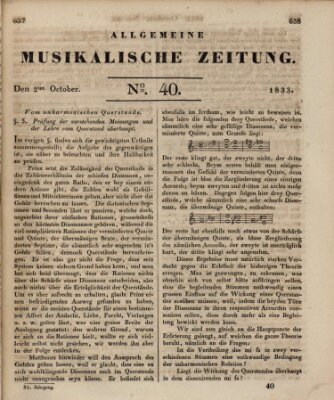 Allgemeine musikalische Zeitung Mittwoch 2. Oktober 1833