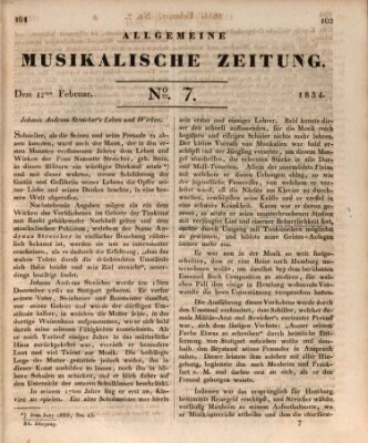 Allgemeine musikalische Zeitung Mittwoch 12. Februar 1834