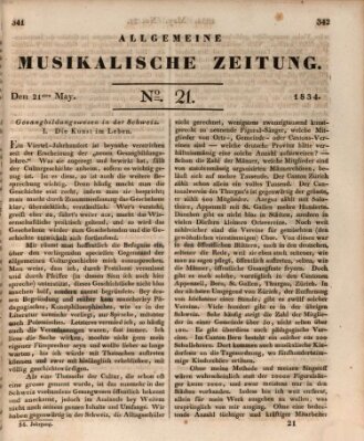 Allgemeine musikalische Zeitung Mittwoch 21. Mai 1834