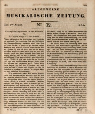 Allgemeine musikalische Zeitung Mittwoch 6. August 1834