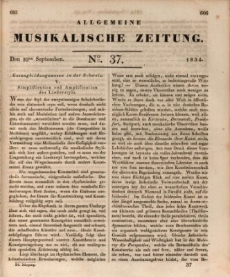 Allgemeine musikalische Zeitung Mittwoch 10. September 1834