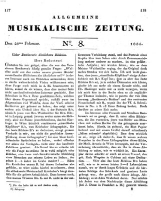 Allgemeine musikalische Zeitung Mittwoch 25. Februar 1835