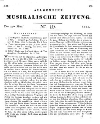 Allgemeine musikalische Zeitung Mittwoch 11. März 1835