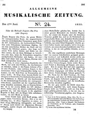 Allgemeine musikalische Zeitung Mittwoch 17. Juni 1835