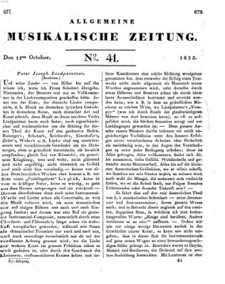 Allgemeine musikalische Zeitung Mittwoch 14. Oktober 1835
