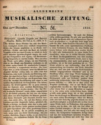 Allgemeine musikalische Zeitung Mittwoch 21. Dezember 1836