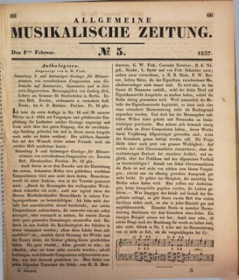 Allgemeine musikalische Zeitung Mittwoch 1. Februar 1837