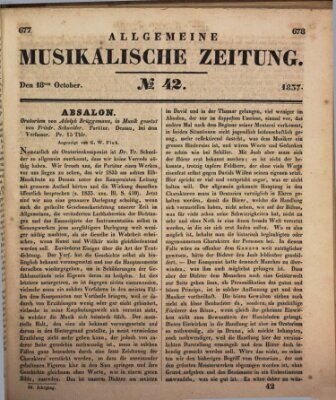 Allgemeine musikalische Zeitung Mittwoch 18. Oktober 1837