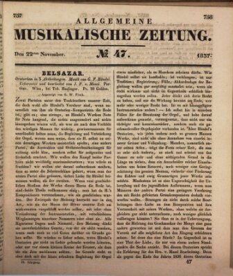 Allgemeine musikalische Zeitung Mittwoch 22. November 1837