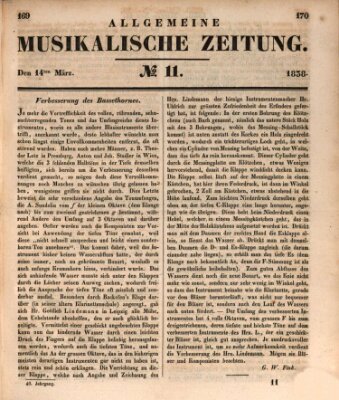 Allgemeine musikalische Zeitung Mittwoch 14. März 1838