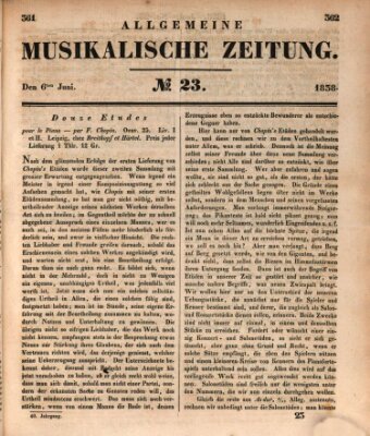 Allgemeine musikalische Zeitung Mittwoch 6. Juni 1838