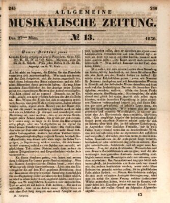 Allgemeine musikalische Zeitung Mittwoch 27. März 1839
