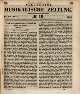 Allgemeine musikalische Zeitung Mittwoch 2. Oktober 1839
