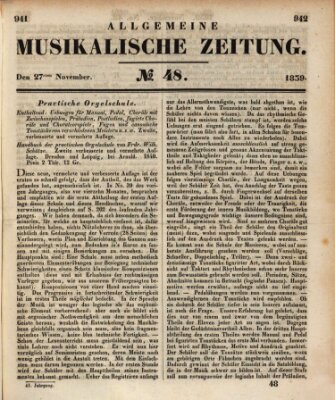 Allgemeine musikalische Zeitung Mittwoch 27. November 1839
