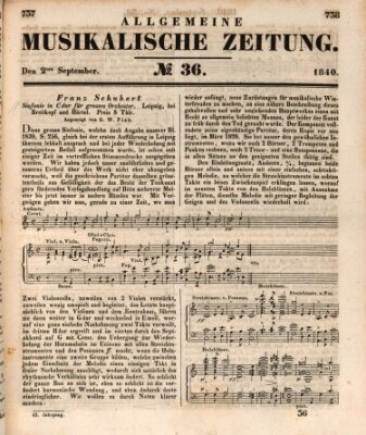 Allgemeine musikalische Zeitung Mittwoch 2. September 1840