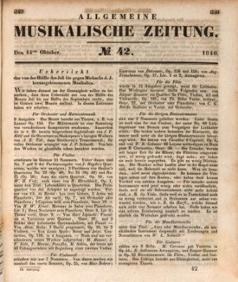Allgemeine musikalische Zeitung Mittwoch 14. Oktober 1840