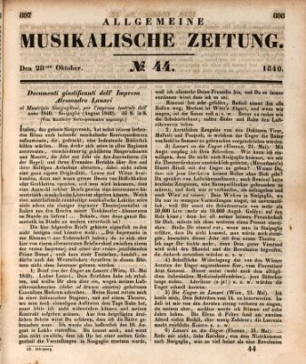 Allgemeine musikalische Zeitung Mittwoch 28. Oktober 1840