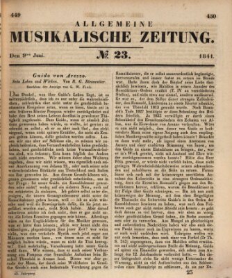 Allgemeine musikalische Zeitung Mittwoch 9. Juni 1841