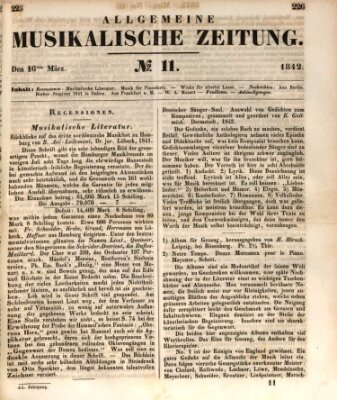 Allgemeine musikalische Zeitung Mittwoch 16. März 1842