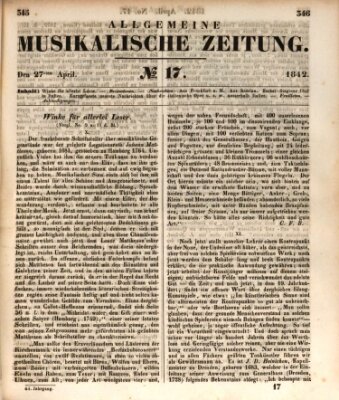 Allgemeine musikalische Zeitung Mittwoch 27. April 1842