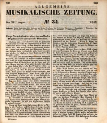 Allgemeine musikalische Zeitung Mittwoch 24. August 1842