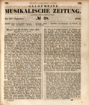 Allgemeine musikalische Zeitung Mittwoch 21. September 1842