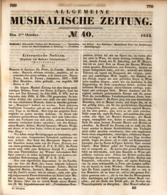 Allgemeine musikalische Zeitung Mittwoch 5. Oktober 1842