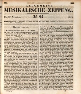 Allgemeine musikalische Zeitung Mittwoch 2. November 1842