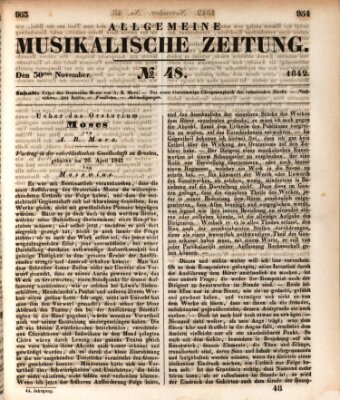 Allgemeine musikalische Zeitung Mittwoch 30. November 1842