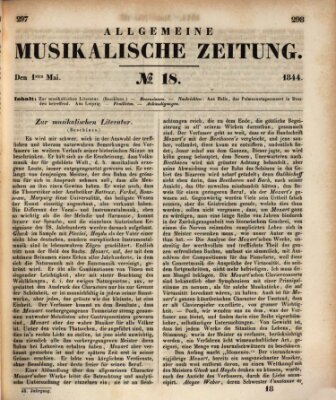 Allgemeine musikalische Zeitung Mittwoch 1. Mai 1844