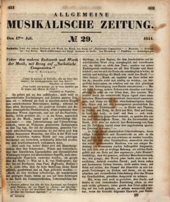 Allgemeine musikalische Zeitung Mittwoch 17. Juli 1844