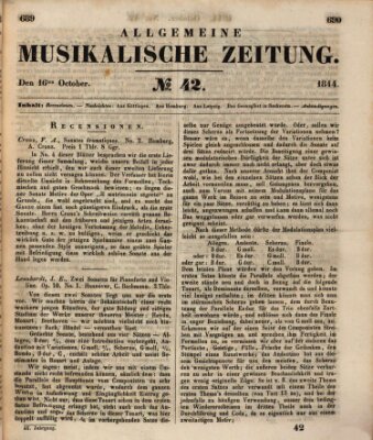 Allgemeine musikalische Zeitung Mittwoch 16. Oktober 1844