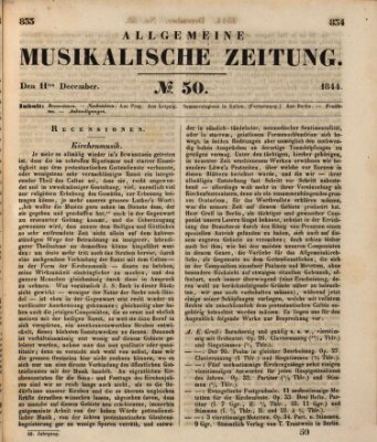 Allgemeine musikalische Zeitung Mittwoch 11. Dezember 1844