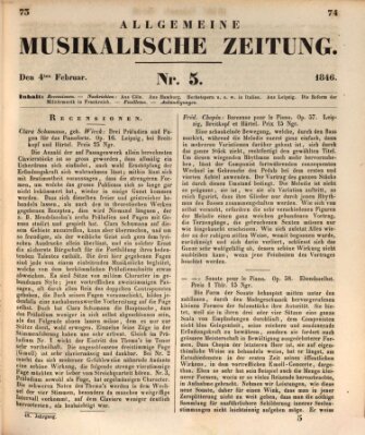 Allgemeine musikalische Zeitung Mittwoch 4. Februar 1846