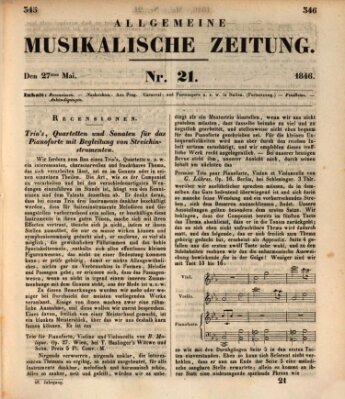 Allgemeine musikalische Zeitung Mittwoch 27. Mai 1846