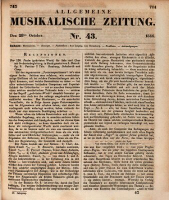 Allgemeine musikalische Zeitung Mittwoch 28. Oktober 1846