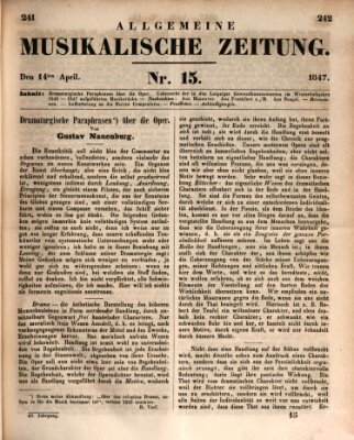 Allgemeine musikalische Zeitung Mittwoch 14. April 1847